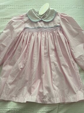 NWT Lullaby Set Girls Pink Smocked Dress with Peter Pan Collar